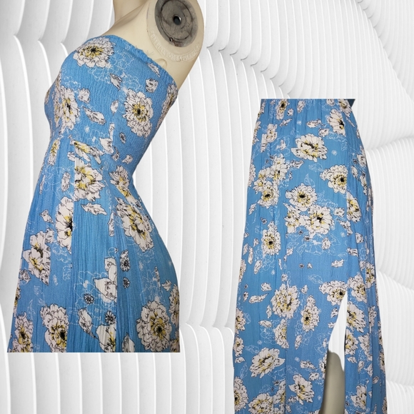 Rebellion Size S BLUE floral side slits dress - Picture 3 of 4